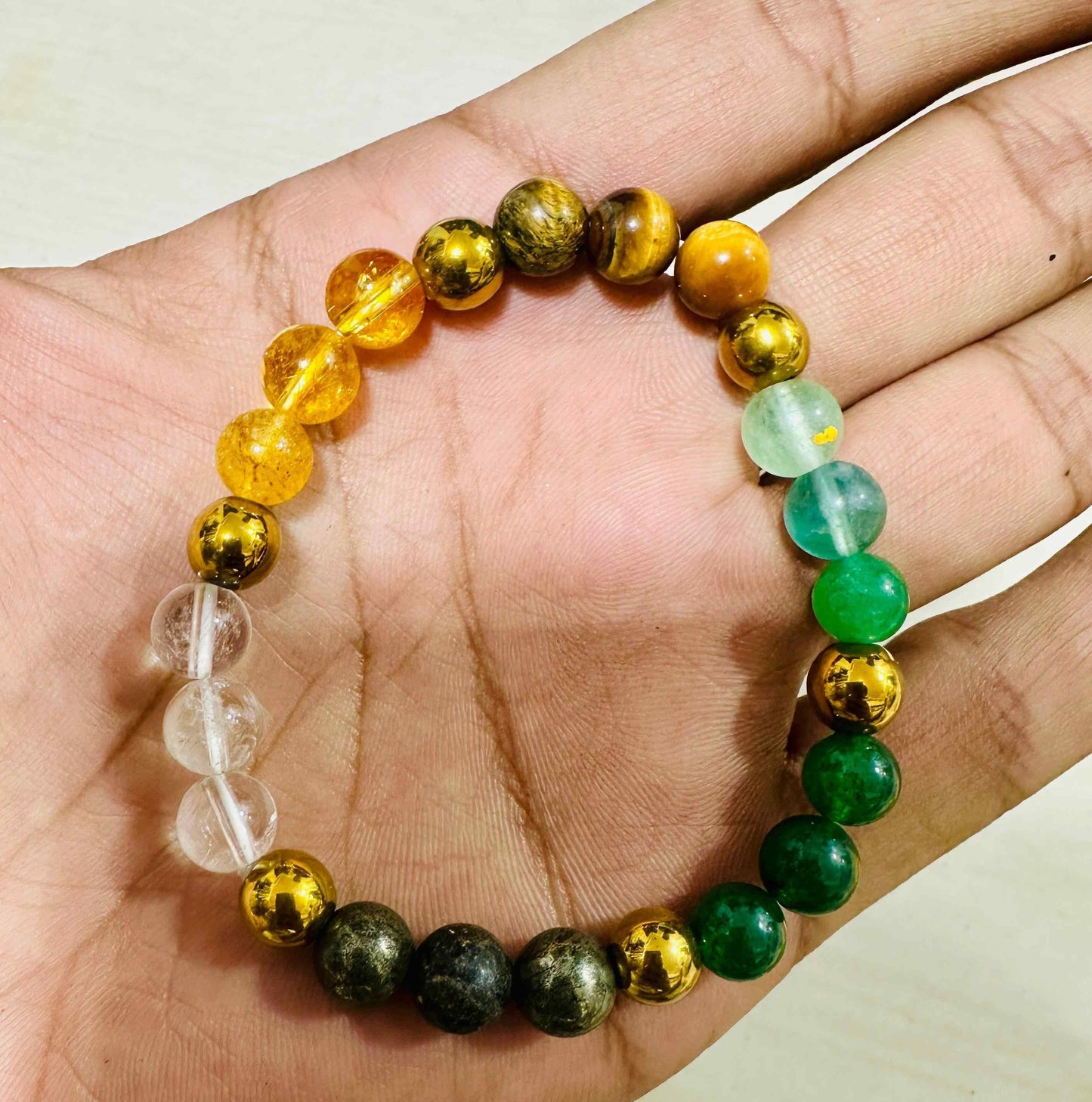 Elasticated Dhan Yog bracelet by IndiKartNest featuring traditional design with beaded details and adjustable fit.