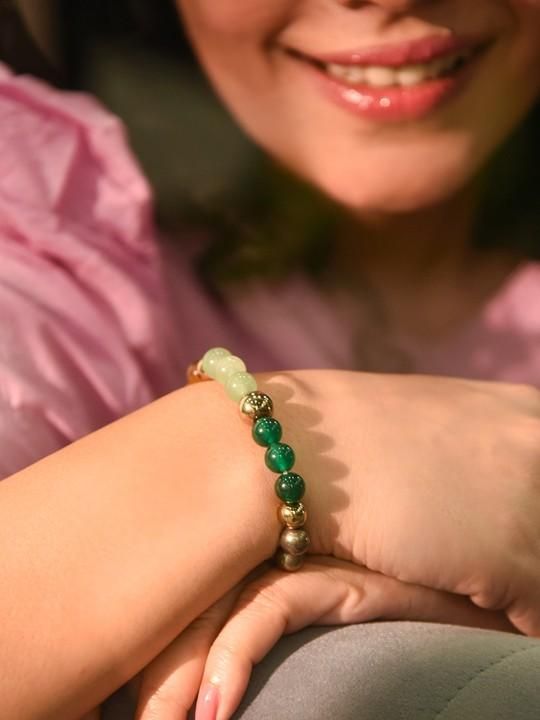 Elasticated Dhan Yog bracelet by IndiKartNest featuring traditional design with intricate beadwork and vibrant colors.