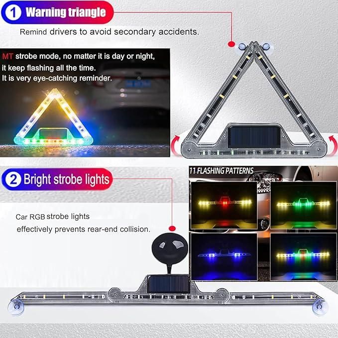 Solar Powered Wireless Foldable Road Safety Signal For Car