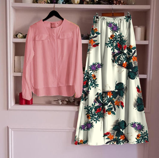 महिलाओं के लिए रेयॉन टॉप और स्कर्ट का सेट