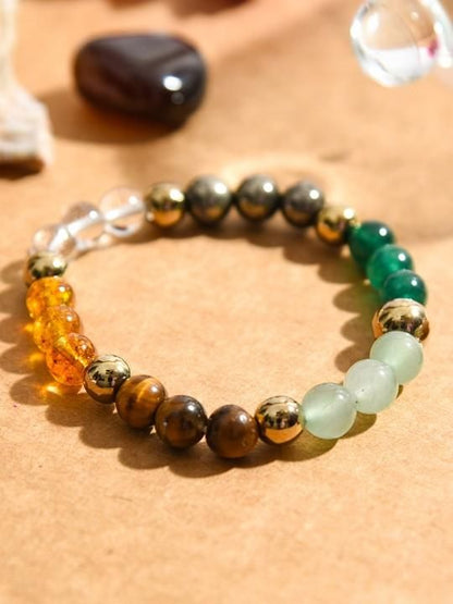 Elasticated Dhan Yog bracelet by IndiKartNest featuring traditional design and vibrant beads on a stretchy band.