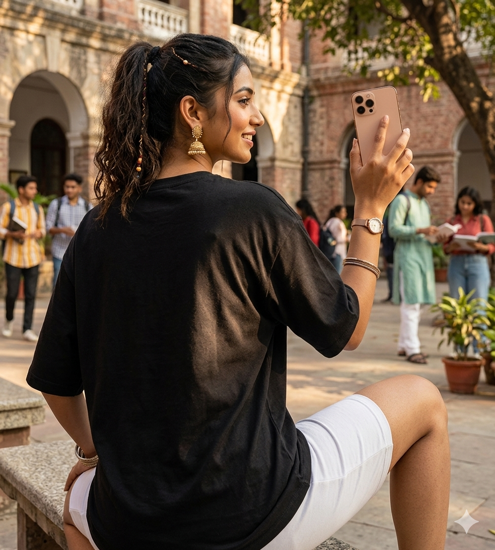 Black oversized baggy women's t-shirt by IndiKartNest, featuring a relaxed fit and comfortable style.