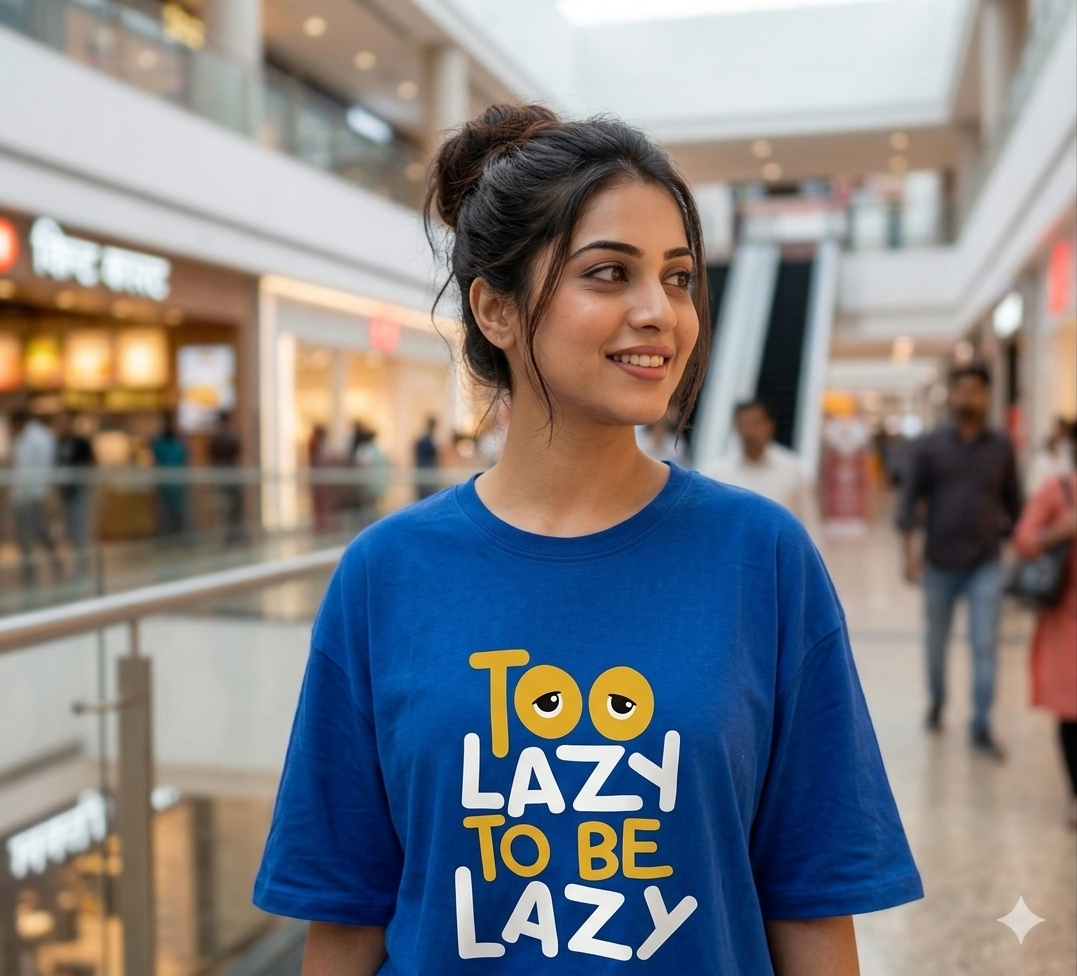 Blue oversized women's T-shirt by IndiKartNest, featuring a loose fit and trendy casual style.