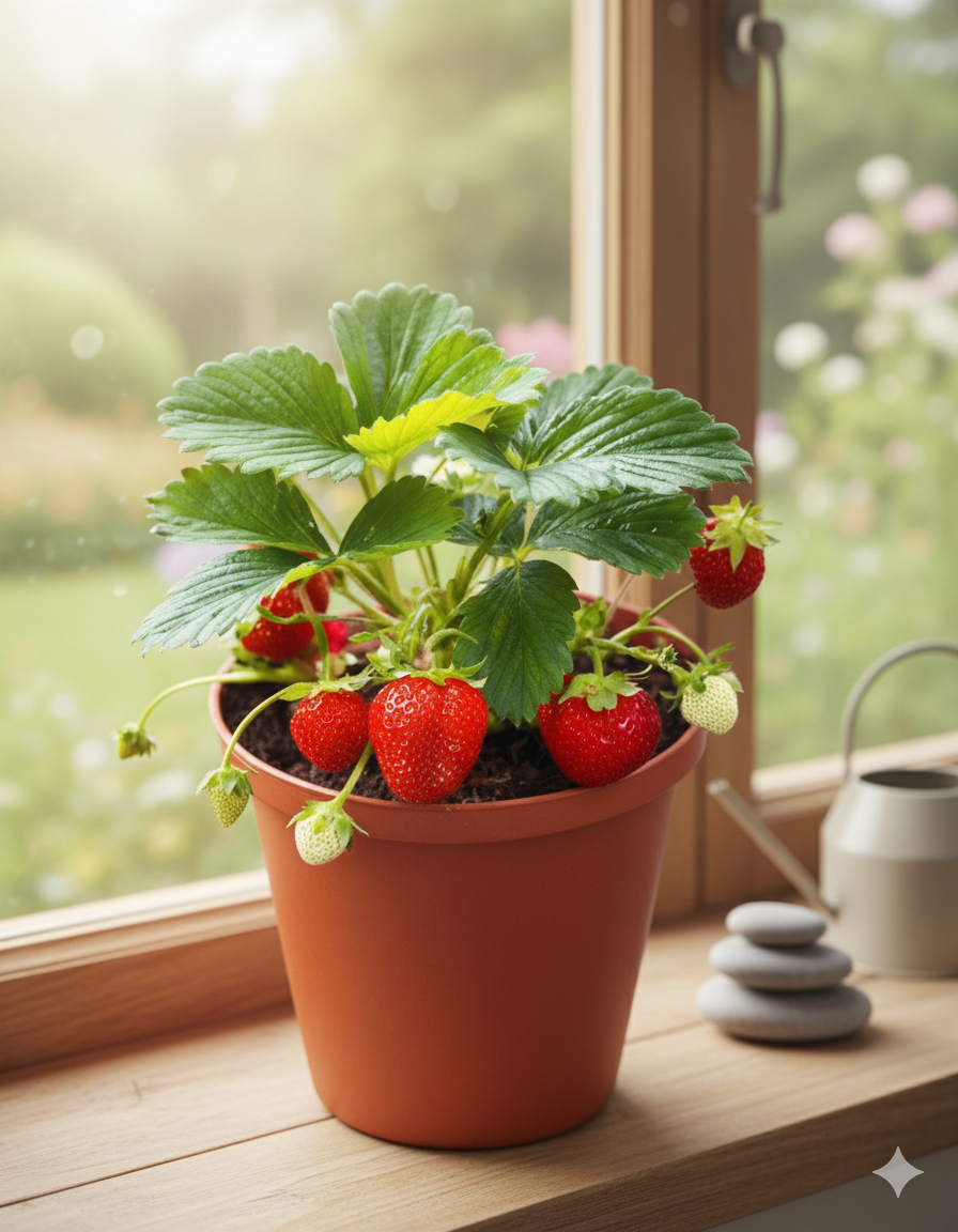 Live Hybrid Strawberry Fruit Plant