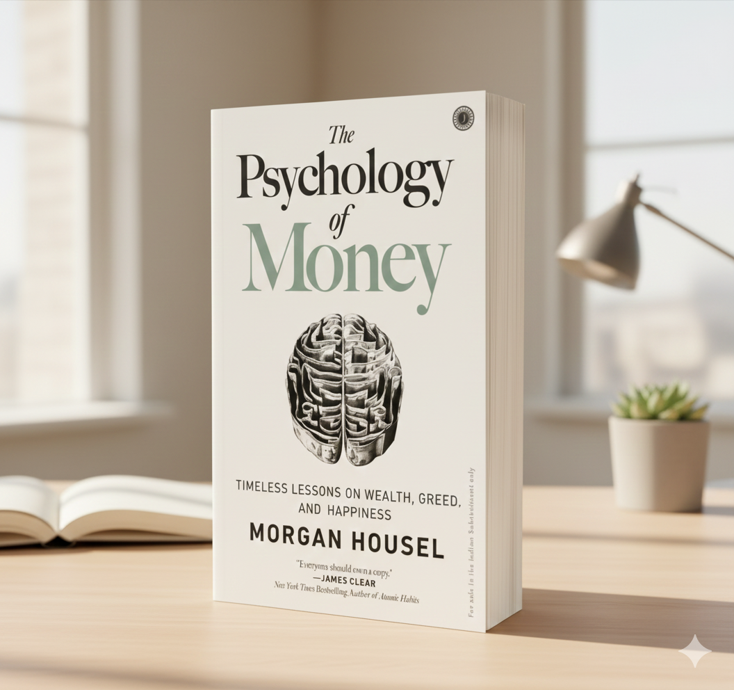 Cover image of "The Psychology of Money" book by IndiKartNest, featuring the book's title and design on the front cover.
